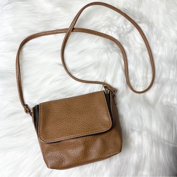 ✨ H&M Mini Grained Faux Leather Tawny Brown Cross Body Shoulder Bag - Picture 2 of 6
